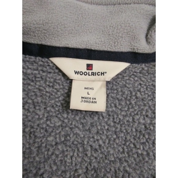Woolrich Men's Large Fleece Vest Jacket Full Zip Pockets Gray Taupe Pile Lined - Picture 3 of 11